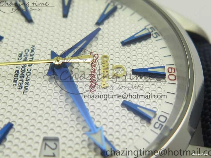 0216 EasyCare Aqua Terra Master Ryder Cup Edition VSF 1:1 Best Edition White Textured Dial on Blue Nylon Strap A8500 Super Clone 8016